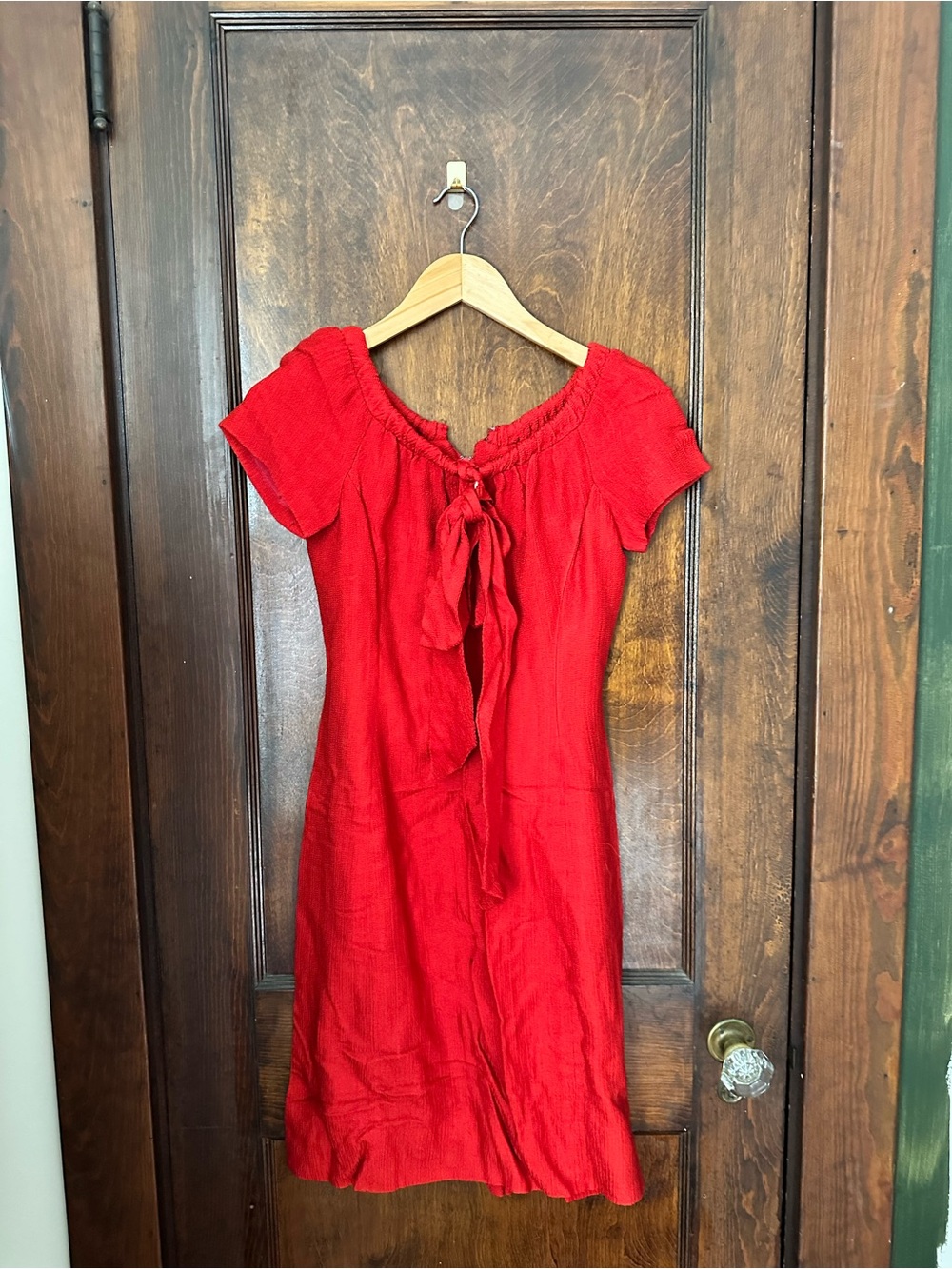 Vintage 70s Red Tie-Front Women’s Dress